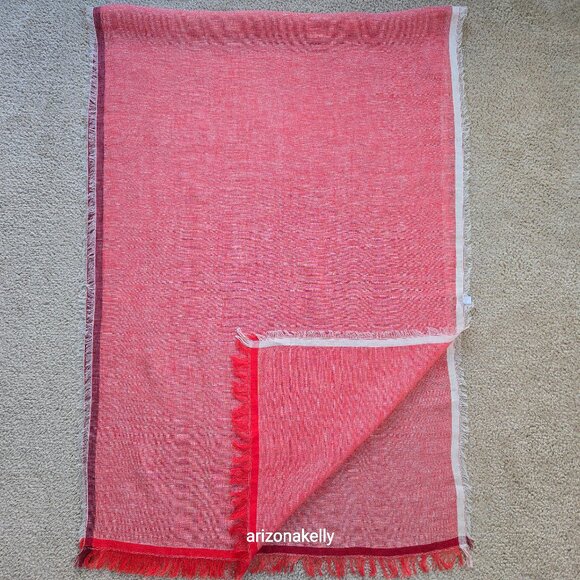 NWT 100% Capri Linen Scarf Red/Pink/Coral Italy - Picture 1 of 9
